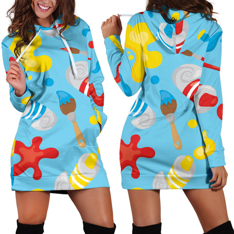 Artsy Blue Hoodie Dress