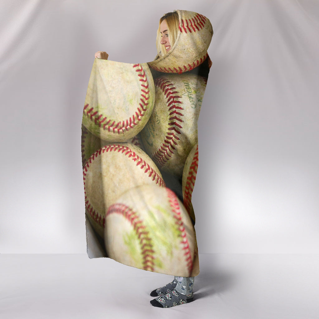 Bucket of Baseballs Hooded Blanket