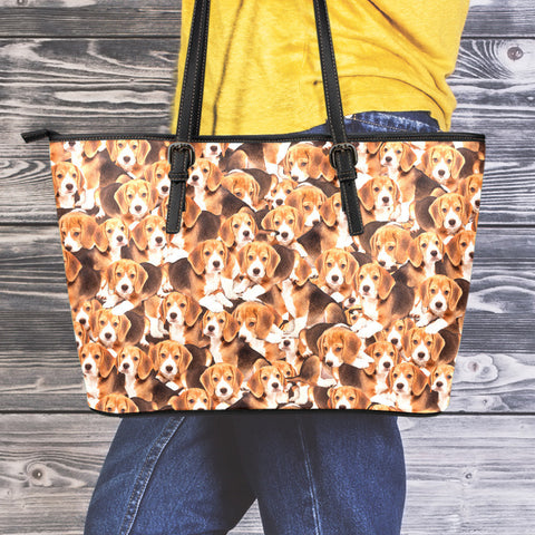 Beagles Large Leather Tote