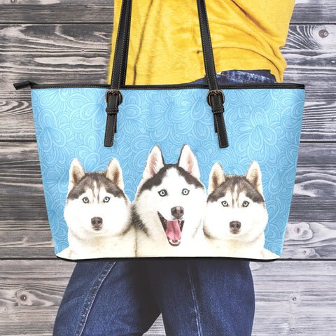 Huskies Large Leather Tote Bag