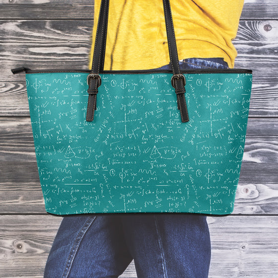Math Teacher Large Leather Tote Bag