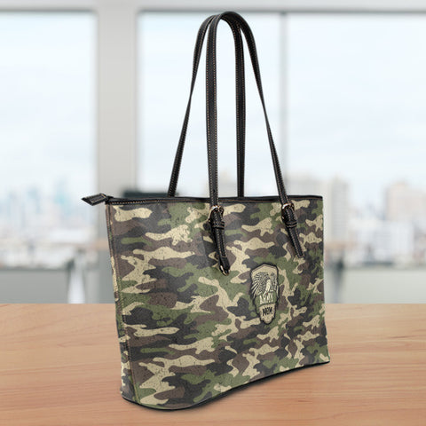 Army Mom Camouflage Small Leather Tote Bag