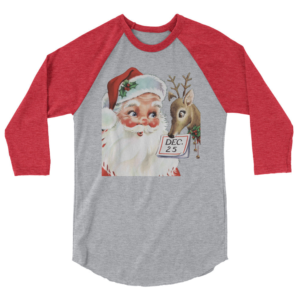 Santa & Reindeer 3/4 sleeve raglan shirt