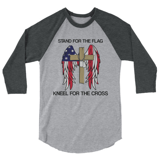 Stand for the Flag Kneel for the Cross 3/4 Sleeve Raglan Shirt