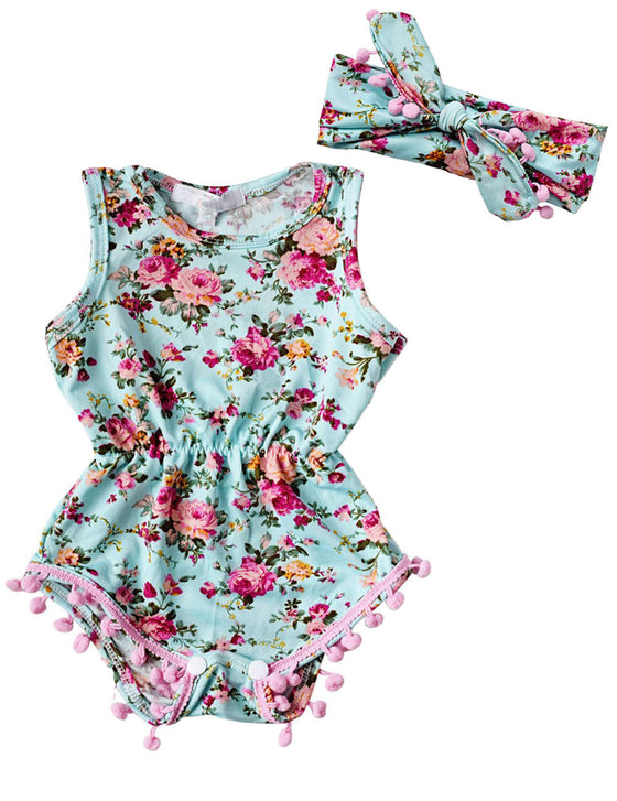 Floral Summer Romper with Headband