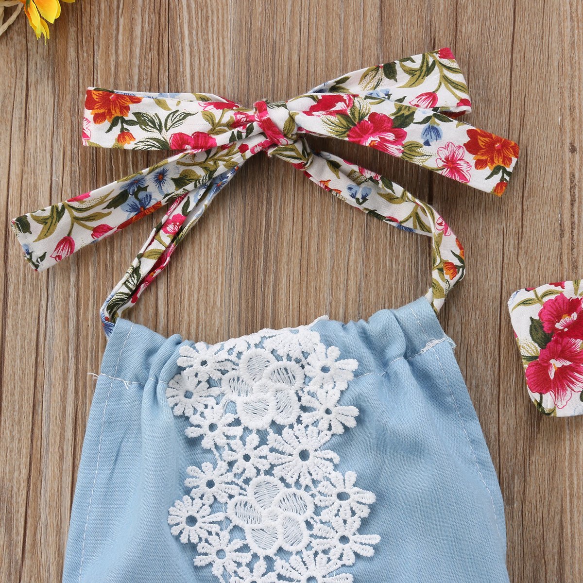 Blue Lace Romper with Headband