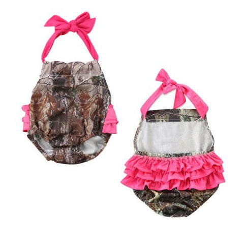 Camo & Pink Backless Romper
