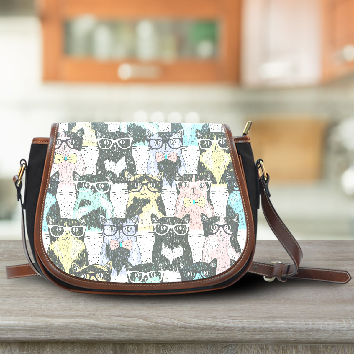 Cat Glasses Saddle Bag