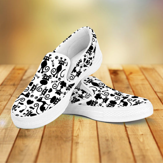 Cats White Slip Ons