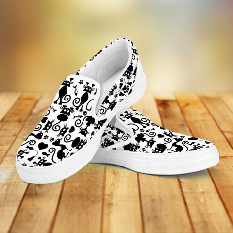 Cats White Slip Ons