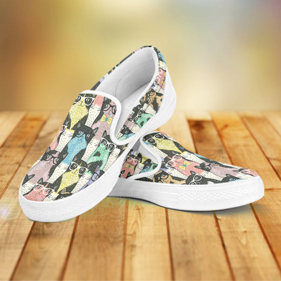 Cat Glasses Slip Ons